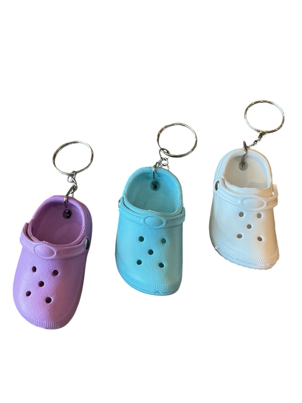 Mini Clog Keychain Bundle of 3 - Purple, Blue, White NWOT